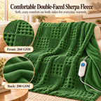 Eastsora Waffle Textured Heated Blanket — Bamboo Green, Single(50"x60") — image 4
