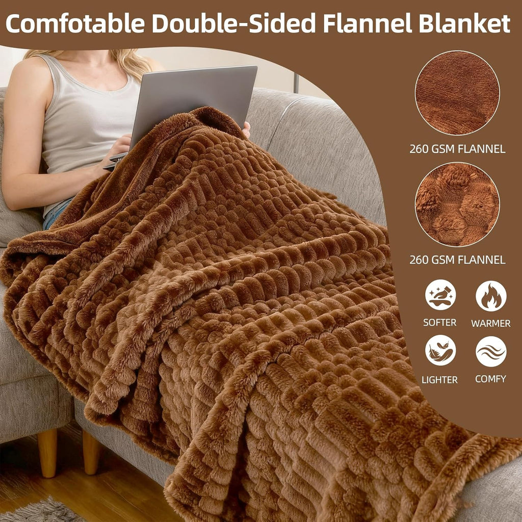 Eastsora Turtle Shell Textured Heated Blanket — Brown, Throw(50" x 60") — image 2
