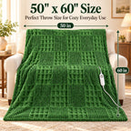 Eastsora Waffle Textured Heated Blanket — Bamboo Green, Single(50"x60") — image 8
