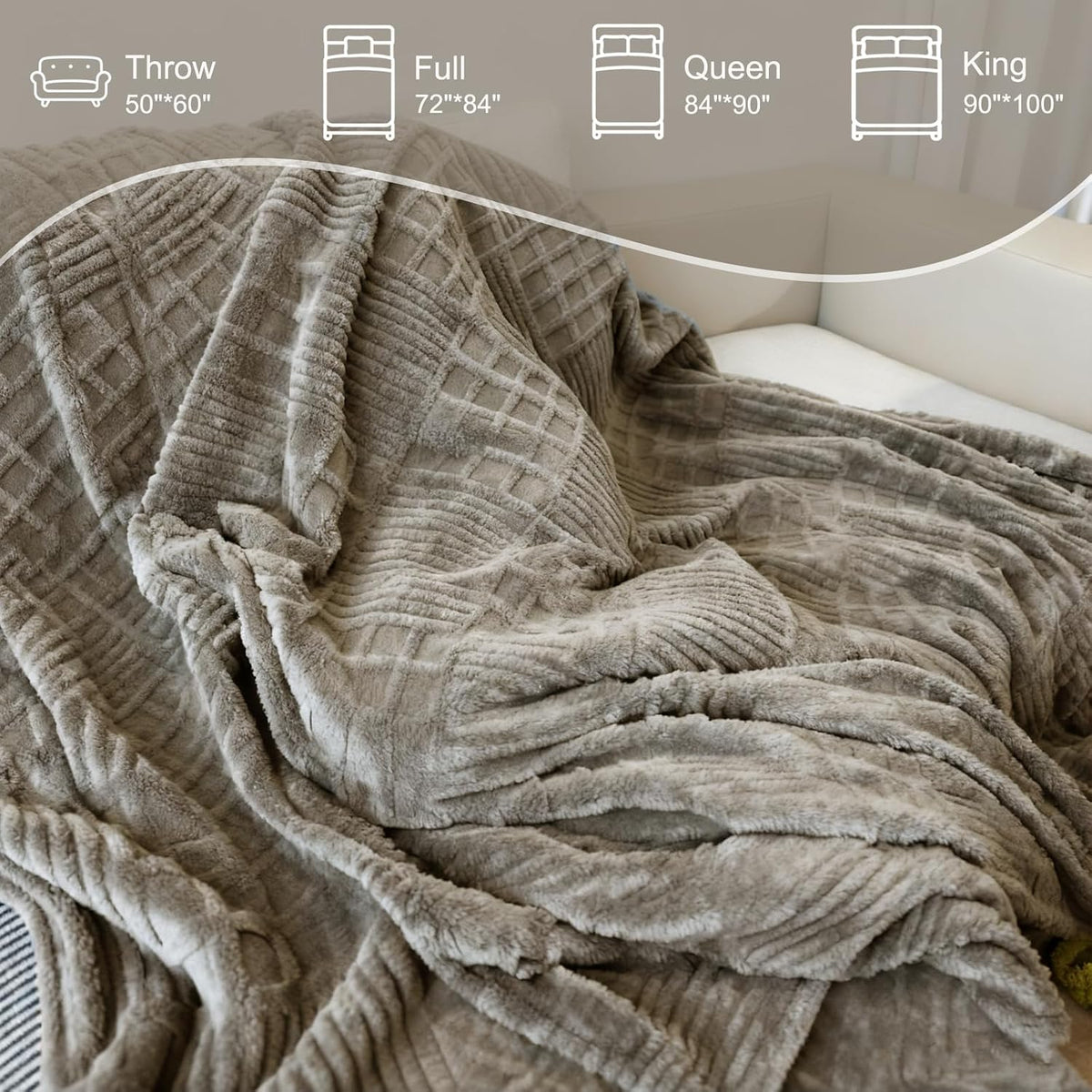 Eastsora Waffle Textured Heated Blanket — Light Gray, Queen(84"x90") — image 6