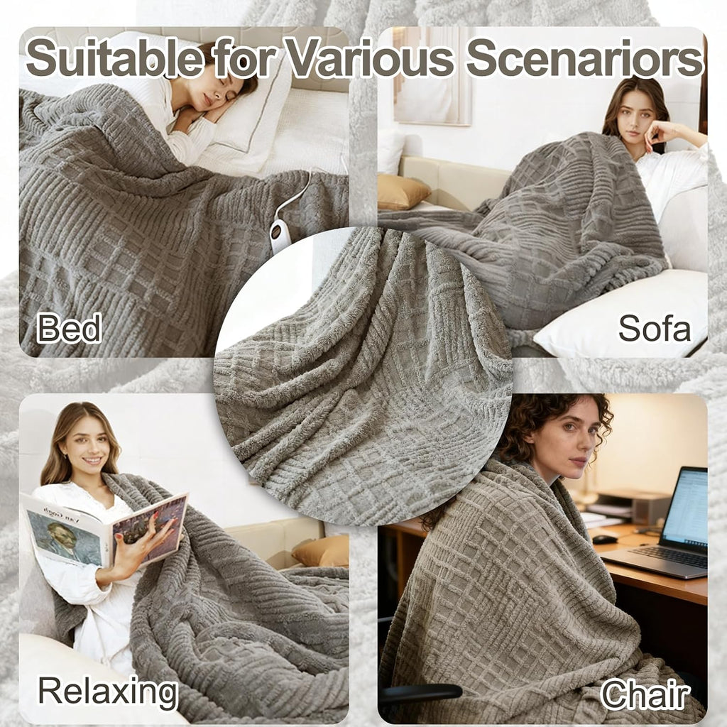 Eastsora Waffle Textured Heated Blanket — Light Gray, Queen(84"x90") — image 7