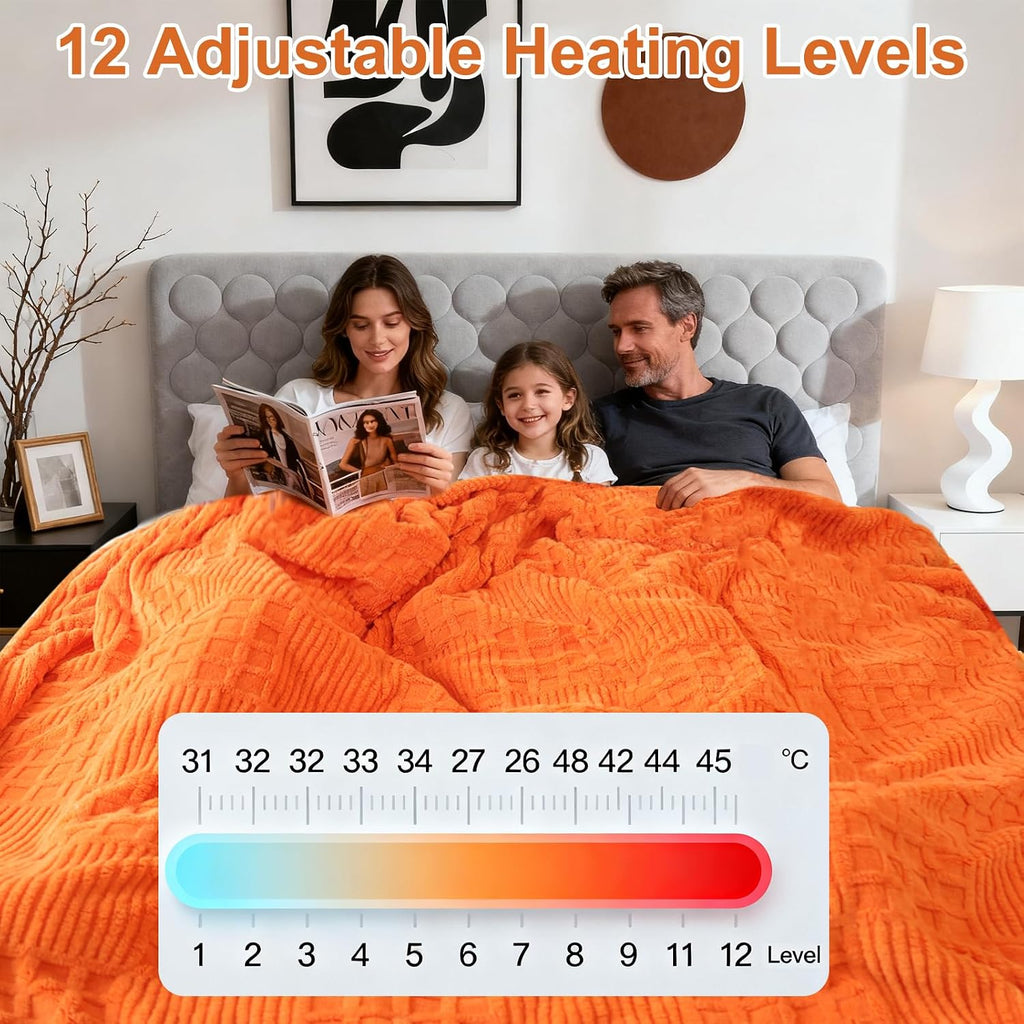 Eastsora Waffle Textured Heated Blanket — Orange, King(90"x100") — image 4