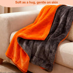 Eastsora Ribbed Plush Heated Blanket — Orange, Single - 50" x 60" — image 9