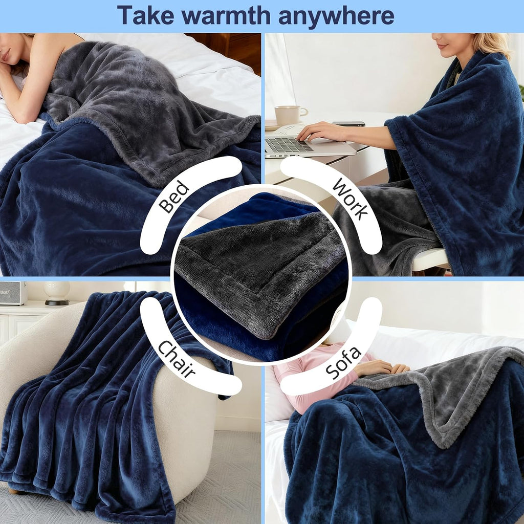 Eastsora Two-Tone Heated Blanket — Blue & Gray, Single(50"x60") — image 8