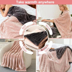 Eastsora Ribbed Plush Heated Blanket — Pink & gray, Single - 50" x 60" — image 8