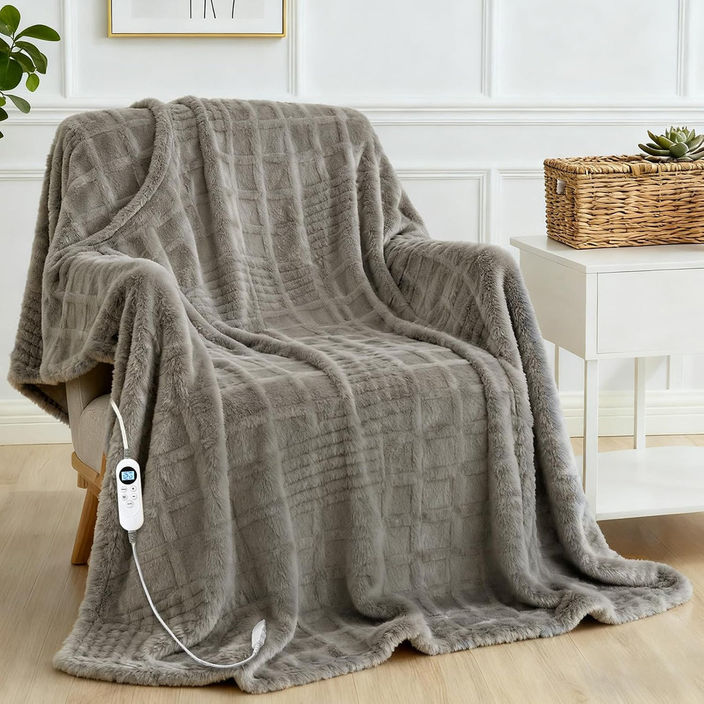 Eastsora Waffle Textured Heated Blanket — Light Gray, Single(50"x60") — image 1
