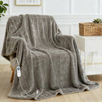 Eastsora Waffle Textured Heated Blanket — Light Gray, Single(50"x60") — image 1