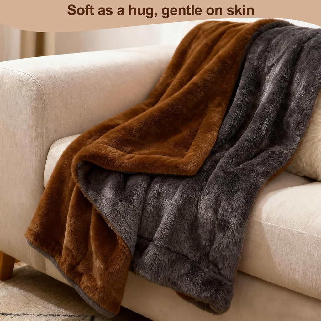 Eastsora Two-Tone Heated Blanket — Brown & Gray, Single(50"x60") — image 9