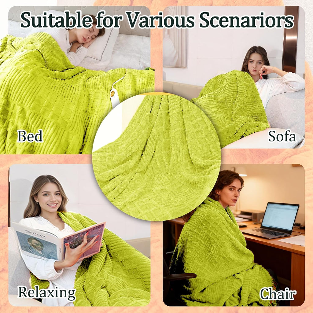 Eastsora Waffle Textured Heated Blanket — Tender Green, Queen(84"x90") — image 8