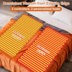 Eastsora Two-Tone Heated Blanket — Orange & Gray, King Size (90"x100") — image 3