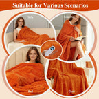 Eastsora Waffle Textured Heated Blanket — Orange, Single(50"x60") — image 5