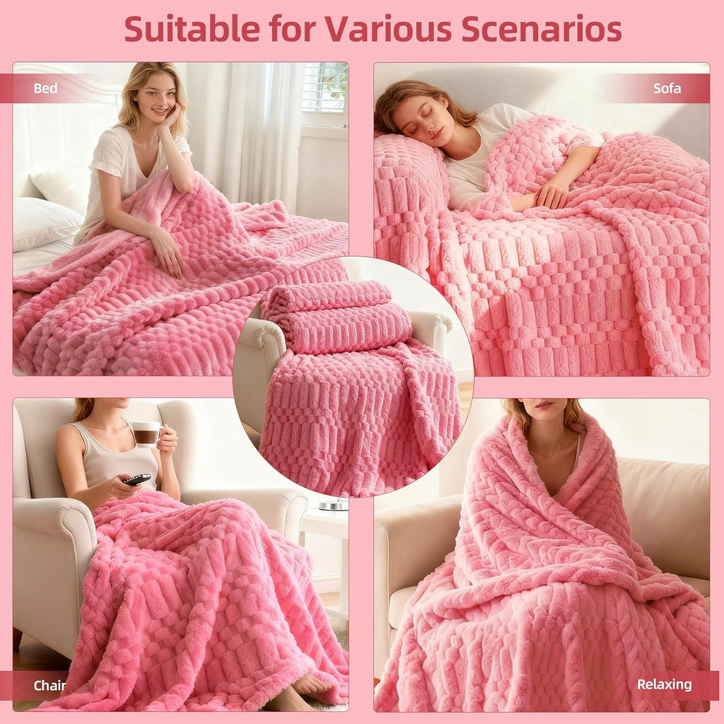 Eastsora Turtle Shell Textured Heated Blanket — Pink, Throw(50" x 60") — image 9