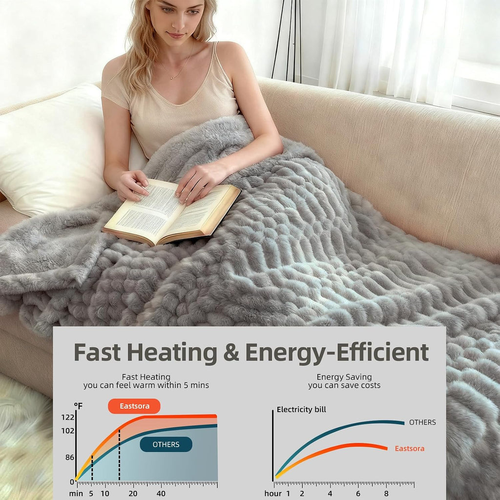 Eastsora Turtle Shell Textured Heated Blanket — Light Gray, Throw(50" x 60") — image 3