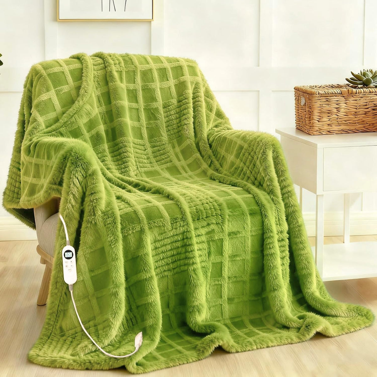 Eastsora Waffle Textured Heated Blanket — Tender Green, Single(50"x60") — image 1