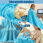 Eastsora Ribbed Plush Heated Blanket — Blue, Single - 50" x 60" — image 8