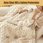 Eastsora Ribbed Plush Heated Blanket — White, Single - 50" x 60" — image 6