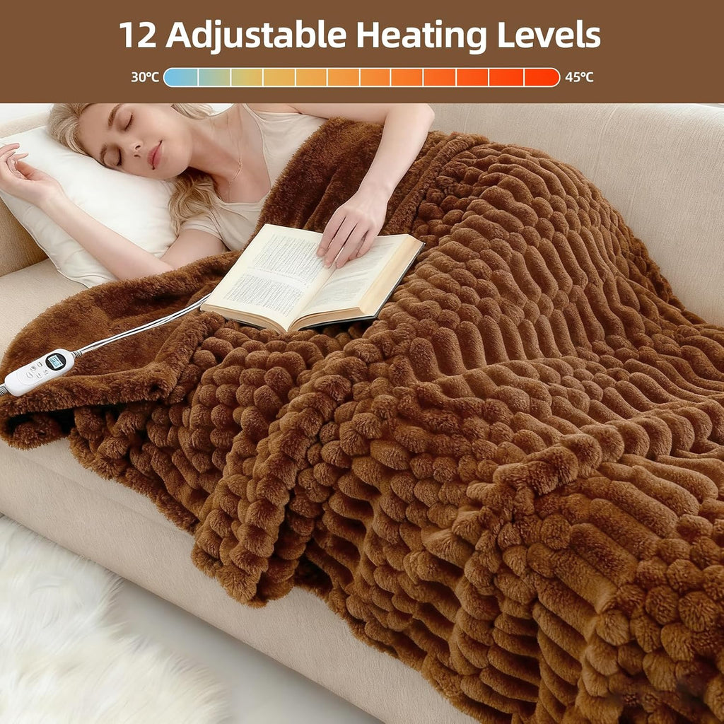 Eastsora Turtle Shell Textured Heated Blanket — Brown, Throw(50" x 60") — image 4