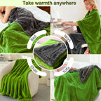 Eastsora Two-Tone Heated Throw Blanket — Lime Green & Gray, Single (50''x60'') — image 8