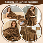 Eastsora Waffle Fleece Heated Blanket — Brown, Throw(50"x60") — image 6