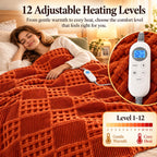 Eastsora Waffle Textured Heated Blanket — Sunset Orange, Single(50"x60") — image 3