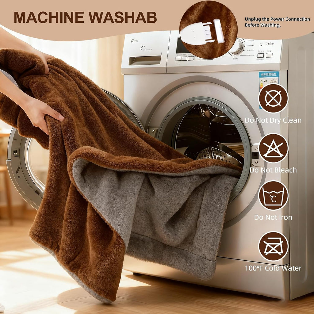 Eastsora Two-Tone Heated Blanket — Brown & Gray, Single(50"x60") — image 7