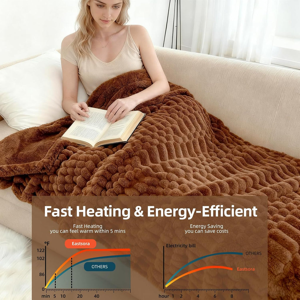Eastsora Turtle Shell Textured Heated Blanket — Brown, Throw(50" x 60") — image 3