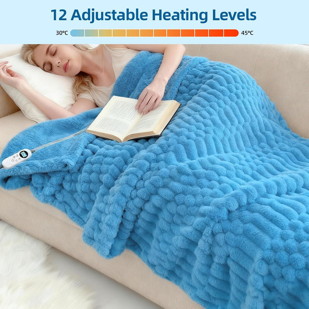 Eastsora Turtle Shell Textured Heated Blanket — Blue, Throw(50" x 60") — image 4