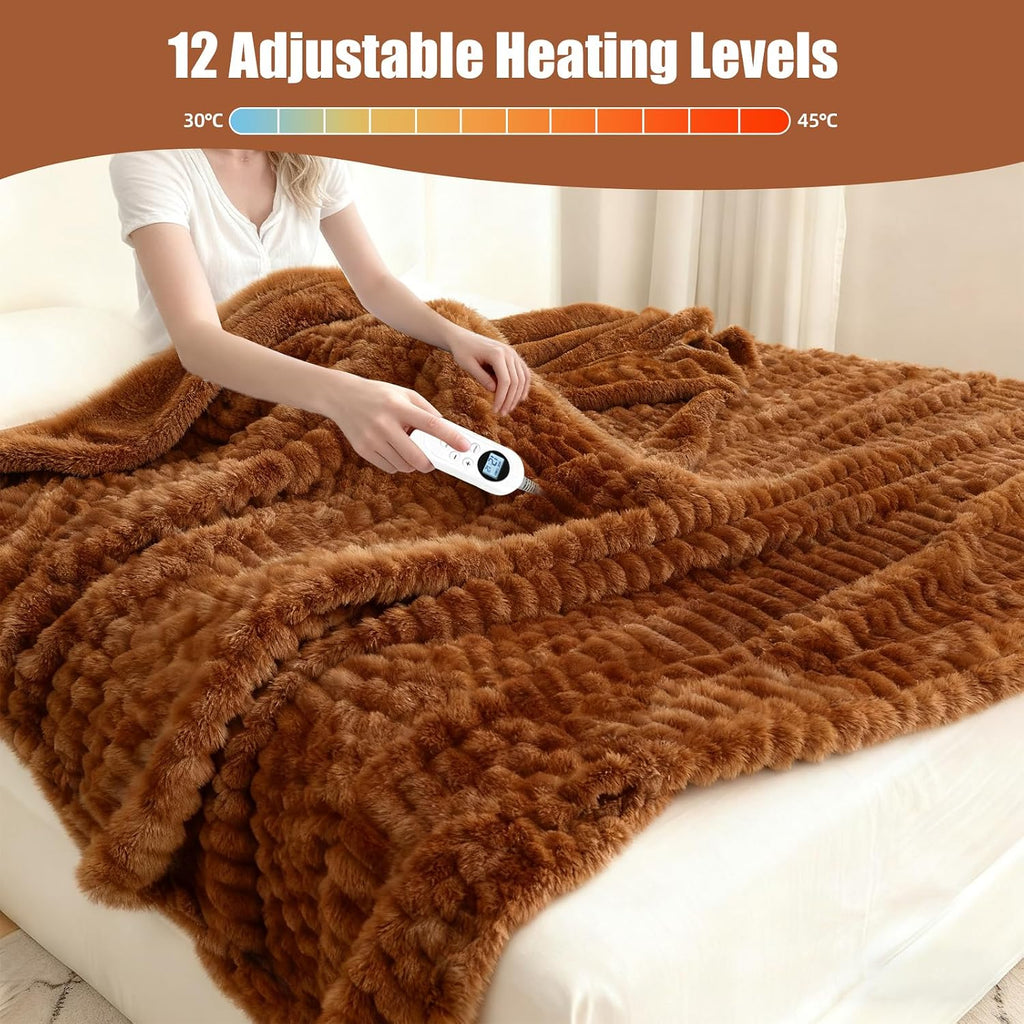 Eastsora Turtle Shell Textured Heated Blanket — Brown, Queen(84" x 90") — image 5